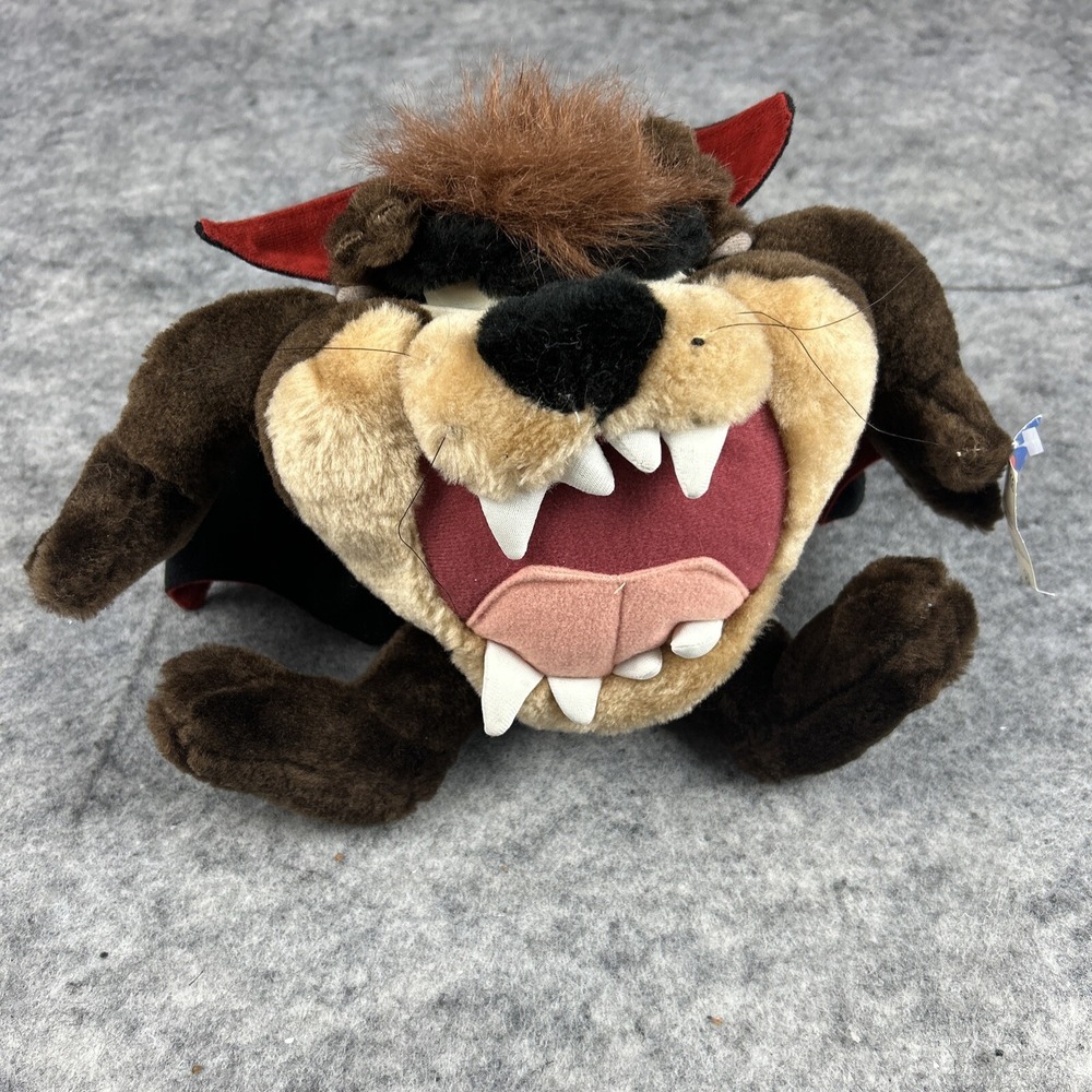 Looney Tunes TAZMANIAN DEVIL Halloween plush w/ Vampire Cape TAZ 8" VTG 90s